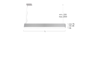 Mazeichnung Lightnet LR3AEE 840M L1475 Y LED Pendelleuchte 4000K  silber