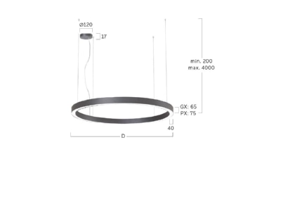 Mazeichnung Lightnet RGXLSL 830H D600 KA LED Pendelleuchte 3000K  silber