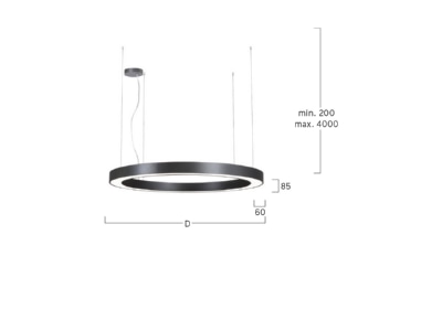Ma�zeichnung Lightnet RP3OBL 840M D600 K LED Pendelleuchte 4000K  schwarz