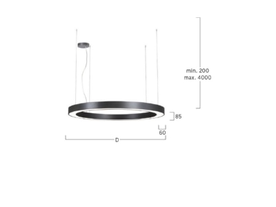 Mazeichnung Lightnet RP3OSE 840M D1200 K LED Pendelleuchte 4000K  silber