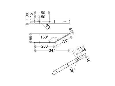 Dimensional drawing Schuch HW 30 P  VE2  Accessory for luminaires HW 30 P  quantity  2 