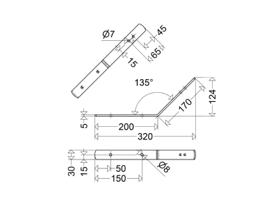 Dimensional drawing Schuch HW 45 P  VE2  Accessory for luminaires HW 45 P  quantity  2 