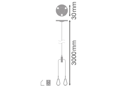Dimensional drawing LEDVANCE PANEL 1200 SUSP KIT Mounting kit for luminaires