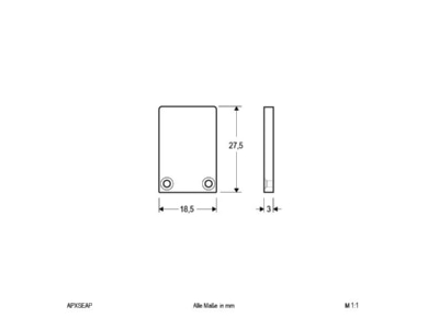 Dimensional drawing EVN APXSEAP End cap for luminaires