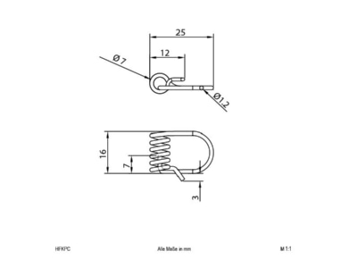 Dimensional drawing EVN HFKPC  VE2  Mounting kit for luminaires HFKPC  quantity  2 