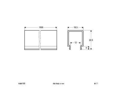 Dimensional drawing EVN KAMH100 Cover for luminaires