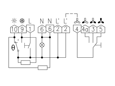 Anschlussbild Alre it KTBSB 112 070 Klimaregler mechanisch  AP mit neutraler Zone 5 30 C
