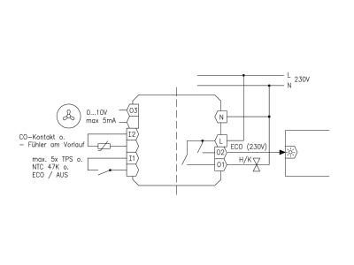 Wiring plan 1 Alre it KTRRUu 217 456 21 Room clock thermostat 5   40 C   Electronic climate controller UP 40 C for 2  4 pipe systems  KTRRUu 217 45621
