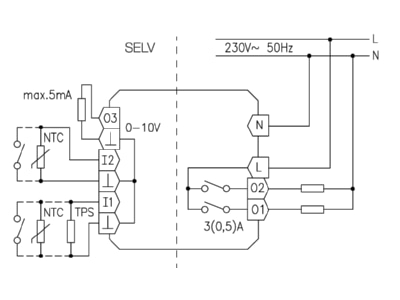 Wiring plan Alre it KTRRUu 217 456 57 Room clock thermostat 5   40 C   Electronic climate controller UP 5 40 C for 2  4 pipe systems  KTRRUu 217 45657
