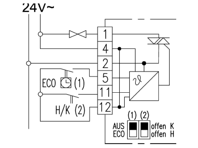 Anschlussbild Alre it KTRTB 250 108 Klimaregler elek  m Triac superfl AP 30 C 24V