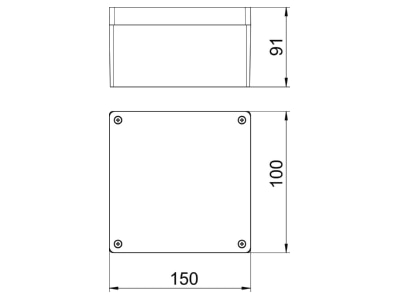 Dimensional drawing 1 OBO Mx 161609 CR3 Distribution cabinet  empty  91x100mm
