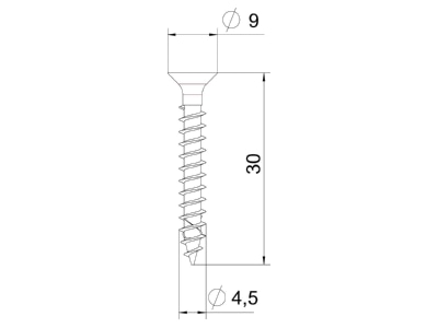 Mazeichnung 1 OBO OTSC 4 5x30 A4 Spanplattenschraube Senkkopf  Antr T Dr 