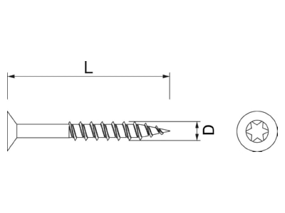 Mazeichnung 3 OBO OTSC 4 5x30 A4 Spanplattenschraube Senkkopf  Antr T Dr 