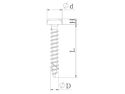 Dimensional drawing 1 OBO OTSP 4 0x25 A4 Chipboard screw
