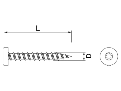 Dimensional drawing 3 OBO OTSP 4 0x25 A4 Chipboard screw