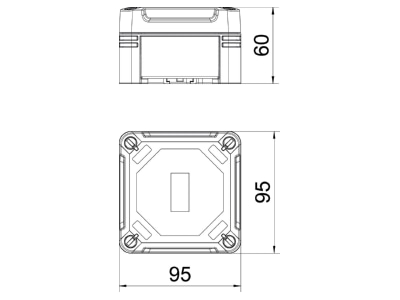 Dimensional drawing 1 OBO X01C LGR Distribution cabinet  empty  60x95mm
