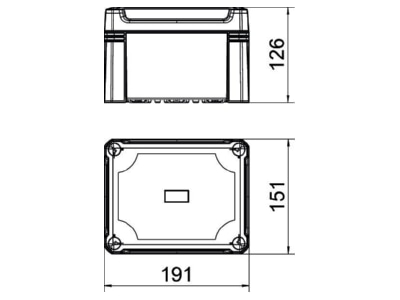 Mazeichnung 1 OBO X10C R LGR Leergehaeuse m  Schiene 2069