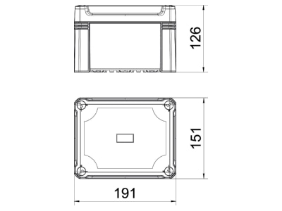 Mazeichnung 2 OBO X10C R LGR Leergehaeuse m  Schiene 2069