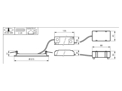 Dimensional drawing Signify PLS DN145B LED  33950499 Downlight spot floodlight DN145B LED 33950499