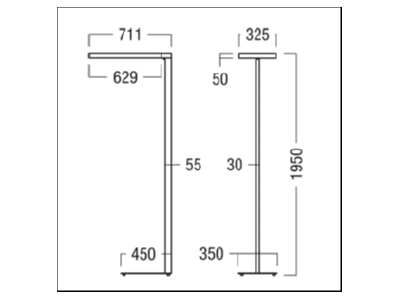 Dimensional drawing Zumtobel EPURIA DI  42187165 Floor lamp LED not exchangeable silver EPURIA DI 42187165