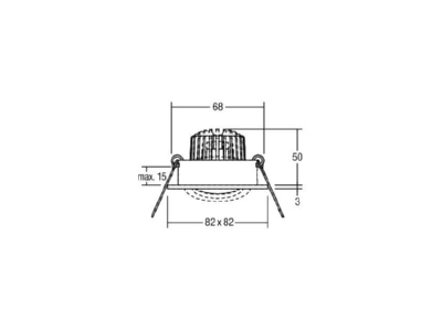 Dimensional drawing Brumberg 39485633 Downlight spot floodlight 1x6W
