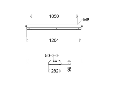 Dimensional drawing Schuch e821 12L120 Explosion proof luminaire fixed mounting
