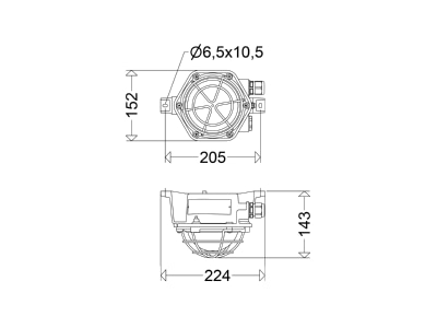 Dimensional drawing Schuch e9312F SK Explosion proof luminaire fixed mounting
