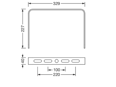 Dimensional drawing Siteco 59HC92001 Mounting kit for luminaires
