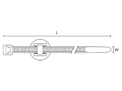 Dimensional drawing 6 Hellermann Tyton T50RFT8GSD Cable tie 4 6x202mm black