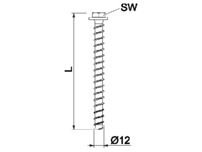 Ma�zeichnung 1 OBO MMS  SS 12x120 Sechskantanker 12x120mm mit Scheibe