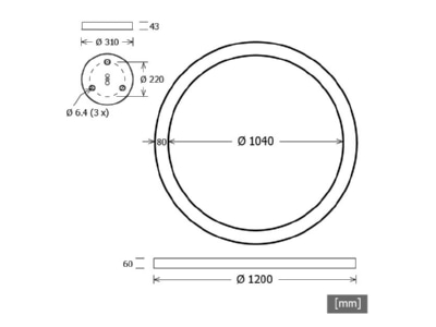 Mazeichnung LTS CERLP107 830 1DALIws LED Pendelleuchte 930  DALI  weiss