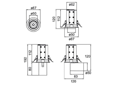 Ma�zeichnung Brumberg 88734163DA LED Einbaurichtstrahler 3000K