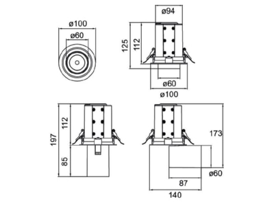 Ma�zeichnung Brumberg 88746183DA LED Einbaurichtstrahler 3000K