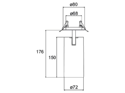 Ma�zeichnung Brumberg 88802164DA LED Halbeinbau Strahler 4000K
