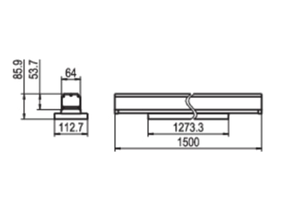 Dimensional drawing Ridi Leuchten VL2S LEN D  2560006 LED device carrier 7 pin 840  DALI 2  white  VL2S LEN D 2560006