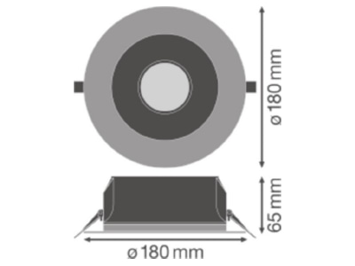 Ma�zeichnung LEDVANCE DLUGRDN155PFM14W840 LED Downlight 4000K UGR19