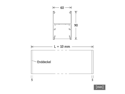 Dimensional drawing LTS STRL6101125830Dsi el Batten luminaire LED not exchangeable