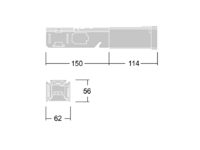 Dimensional drawing Zumtobel CONTUS TA WH End feed for luminaires
