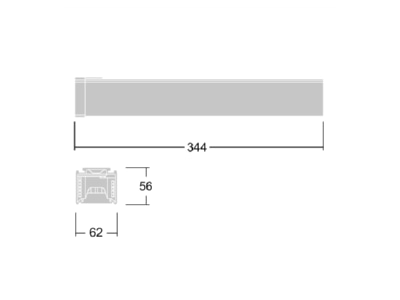 Dimensional drawing Zumtobel CONTUS TE WH End feed for luminaires