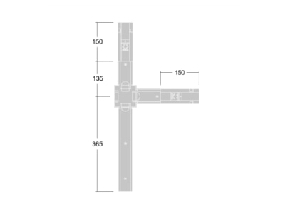 Dimensional drawing Zumtobel CONTUS T VT4 WH Coupler connector T shape for luminaires