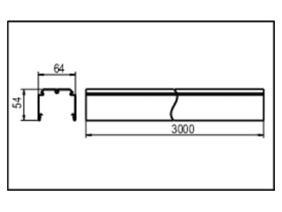 Dimensional drawing Ridi Leuchten VL2TM 3000 5 SI Support profile light line system 3000mm