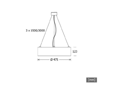 Mazeichnung LTS PLL 28 475  640155 LED Pendelleuchte PL28 840 DALI silber PLL 28 475 640155