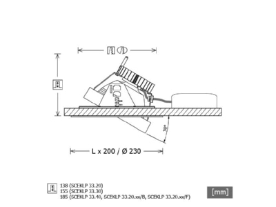 Ma�zeichnung LTS SCEKLP 33 2040 55 si LED Einbaustrahler Scene33 840 55  D155