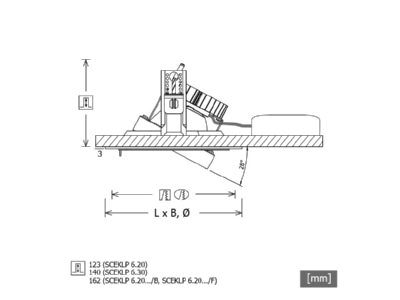 Ma�zeichnung 1 LTS SCEKLP 6 3040 35 si LED Einbaustrahler Scene6 840 35  D154