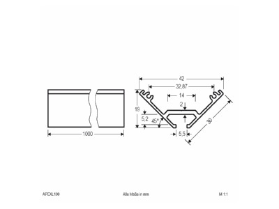Dimensional drawing EVN APEXL100 Mechanical accessory for luminaires