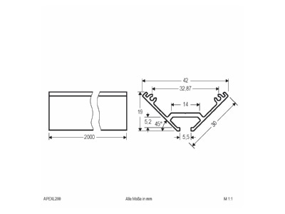 Dimensional drawing EVN APEXL200 Mechanical accessory for luminaires