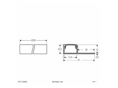 Dimensional drawing EVN APFL1AM200 Optical accessory for luminaires