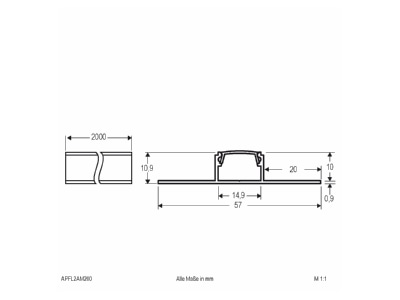 Dimensional drawing EVN APFL2AM200 Optical accessory for luminaires