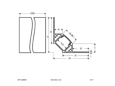 Dimensional drawing EVN APFL3AM200 Optical accessory for luminaires