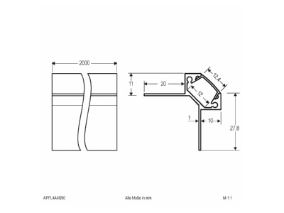 Dimensional drawing EVN APFL4AM200 Accessory for luminaires
